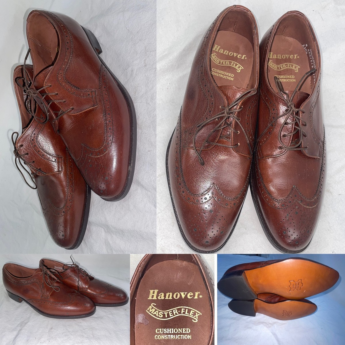 VTG 70S NEW MENS 8 HANOVER MASTER FLEX BROWN OXFORD WINGTIP