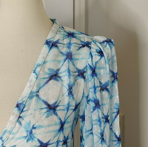 Rococo Sand Maxi Dress S Blue Resort Volna Tiered Long Sleeve Star Tie Dye - Picture 4 of 10