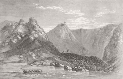 INDIEN. Karge Insel, im Golf von Bengalen 1858 altes antikes Druckbild
