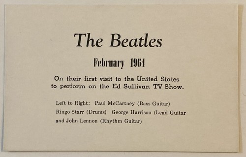 Beatles Card Ed Sullivan 1964 #1 Visit Vending Postcard Uncirculated NM Gem COA - Picture 2 of 2