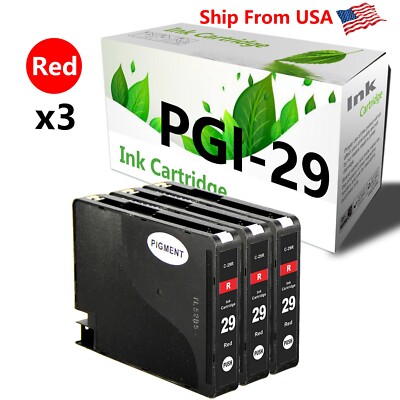 (3 Pack,Red) PGI-29 PGI29 Ink Cartridge for PIXMA pro-1 Laser Printer