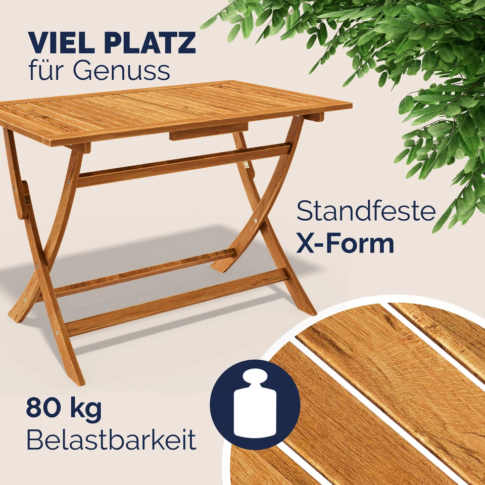 CASARIA® Gartenmöbel Set Wetterfest Klappbar Holz FSC®-zertifiziert Garten - Bild 4 von 4