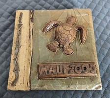 Maui 2005 Photo Album Wooden Accent Turtle 7.5" Square Holds 4"x 6" Photos