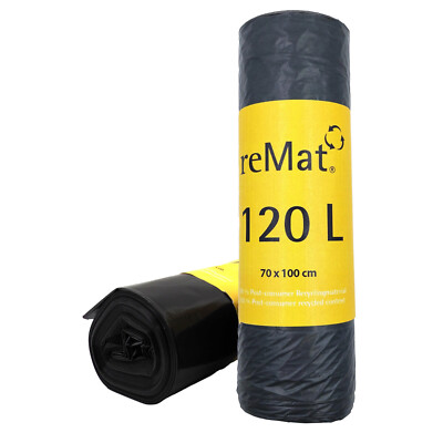 reMat Müllbeutel 120l aus 100% Post-Consumer-Abfällen (PCR), 20 Müllsäcke