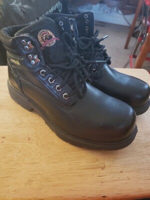 Brahma Mens Steel Toe Work Boots Size 9.5 W Black Oil Slip 
