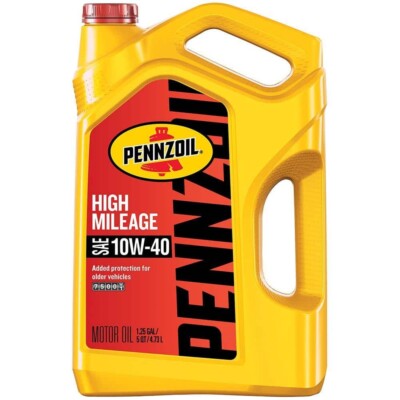 High Mileage SAE 10W-40 Synthetic Blend Motor Oil - 5 Qt. for Engine Protection