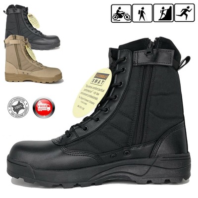 military desert boots with zipper