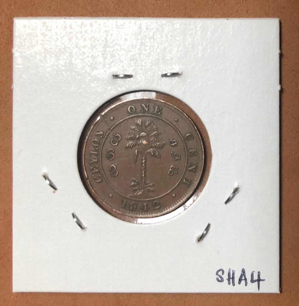 1942 Ceylon/Sri Lanka 1 cent Bronze Coin- 22.35 MM-George VI-KM