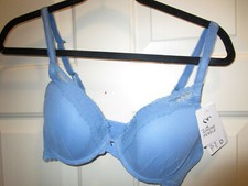 SIMONE PERELE CONFIANCE TRIANGLE PUSH-UP BRA IN DENIM BLUE SIZE 30F NEW