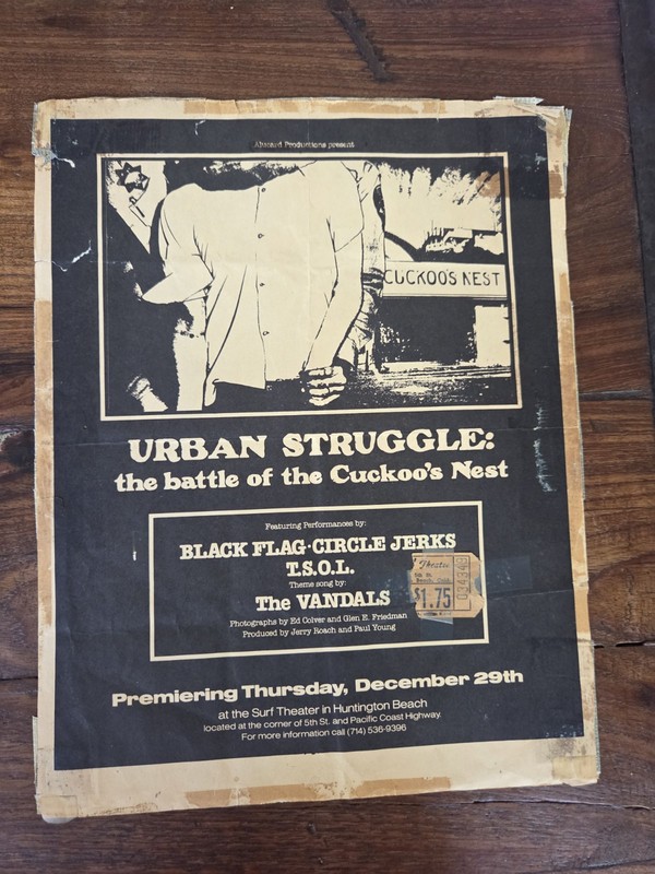 Urban Struggle Filming Show Flyer, Cuckoos Nest OC. Black Flag Circle Jerks More