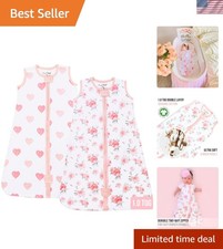 Organic Cotton Baby Wearable Blanket 1.0 TOG Sleep Sack 2-Pack - 0-6