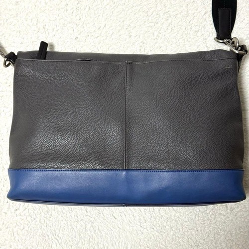 Coach Camden 2Way Messenger Bag Grain Leather Gray/Blue Used - Picture 4 of 17