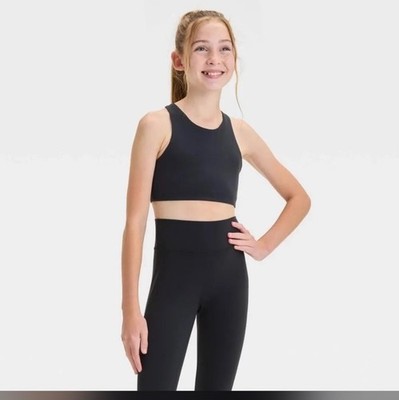 LOT OF 2-Girls' Everyday Soft Bra - All In Motion Black M/8  Moisture Wicking