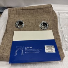 Miulee Linen Blackout Curtains for Bedroom 90" L X 52" Back Tab/Rod Pocket Beige