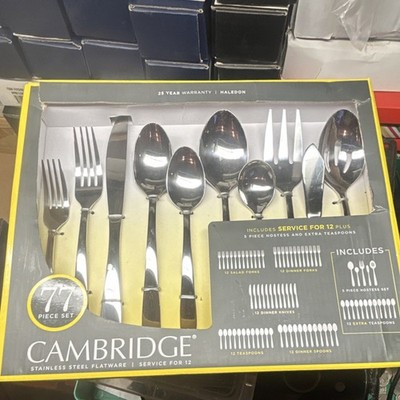 Cambridge Haledon 77pc Stainless Steel Flatware Set Mirror Finish Service for 12