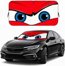 Foldable Car Windshield Sun Shade Funny Eyes Black Tape 59x27.5 Inch