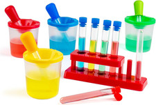 Color Science Test Tubes, Droppers for Kids, Plastic Test Tubes with Caps, Lab T