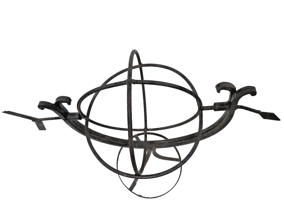 Кованая железная армиллярная сфера садовый декор деревенская металлическая стрела шар скульптура - Изображение 3 из 4