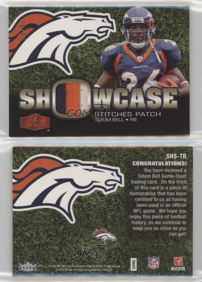 2006 Flair Showcase Stitches Patch 29/50 Tatum Bell #SHS-TB - Image 3 of 3