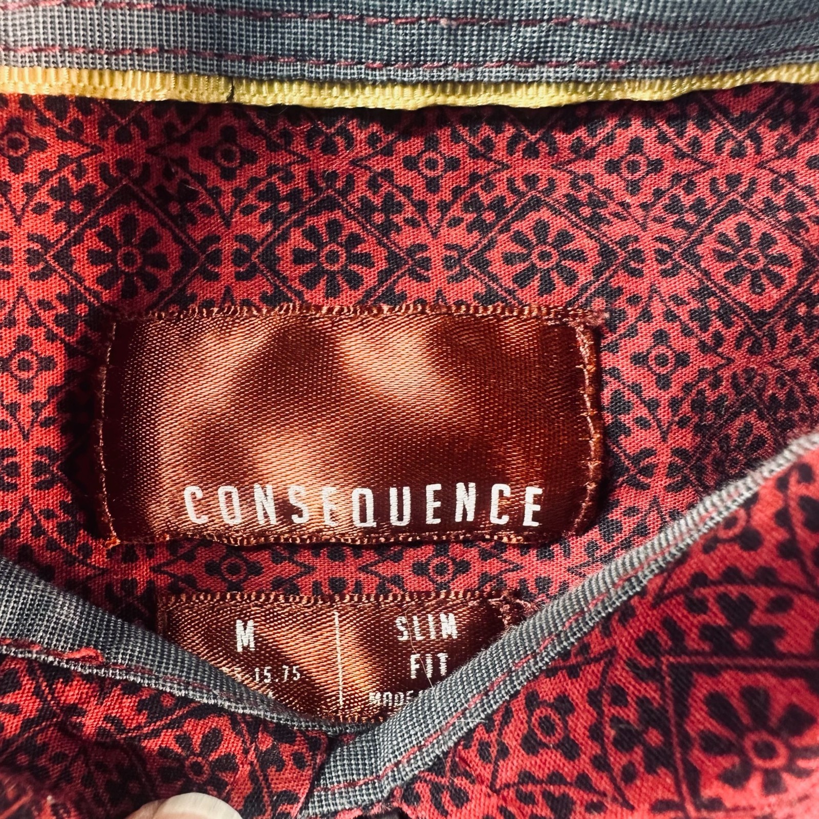 Consequence Mens Button-Down Shirt Red Black Slim… - image 3