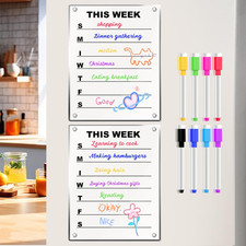 2PCS Magnetic Acrylic Weekly for Fridge, Acrylic Magnetic Dry Erase Weekly for F