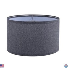 Aspen Creative 38305 Dark Gray Burlap Drum Spider Shade - 12.625" Top x 8" H