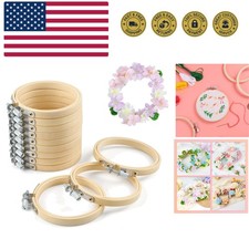 12 Pieces 3 Inch Wooden Round Embroidery Hoops Adjustable Circle Cross Stitch...