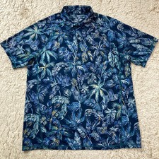Tommy Bahama Polo Shirt Mens Large Hawaiian Floral Island Active Performance