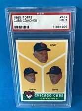 1960 Topps #457 CHICAGO CUBS COACHES PSA 7 NM