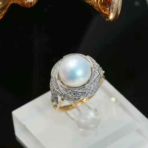 classic  11-12mm south sea round white  pearl ring 925s(aj)