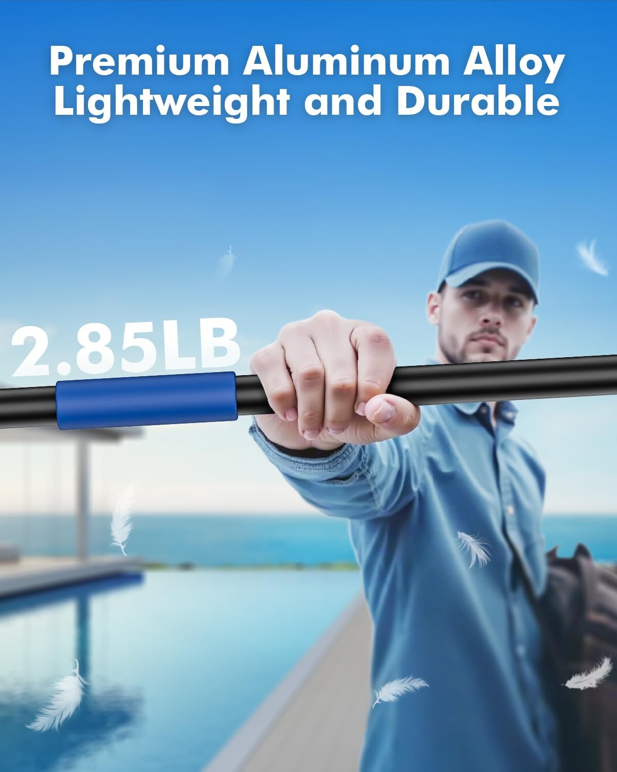 Pool Pole Telescopic 16FT Heavy Duty Upgraded Aluminum, 16 Ft Extension/Exten...