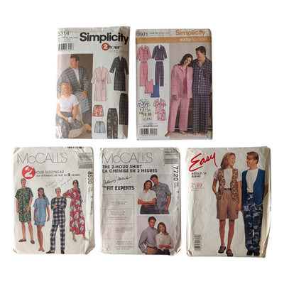 Lot of 5 McCall's & Simplicity Patterns Varied Sizes (L - XXXL) Unisex Easy Sew