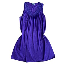 Vanity Fair Vintage Purple Lace V-Neck Sleeveless traditional Nightgown M fairy