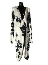 NWT BOOHOO Lola Wrap Shirt Midi Dress Black Floral Boho Plus Sz 14