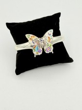 Brighton Silver Tone Butterfly Cuff Bracelet Colorful Enamel