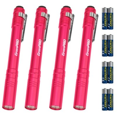 4 Pack Pen Light with 8 AAA Batteries Include, Mini Flashlight with Clip, Alu...