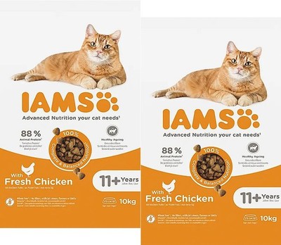 ( 4,50/kg) IAMS Senior Cat 11+ Chicken mit Huhn Advanced Katzenfutter 2 x 10 kg