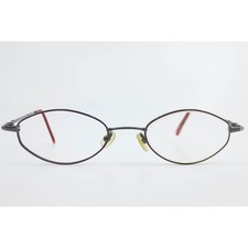 Nicole Miller Serena Dark Wine Oval Metal Eyeglass Frames 135mm Bamboo Temple