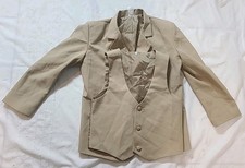 Boys 2-Piece Suit Set Jacket, Vest, Tan Color Size 10