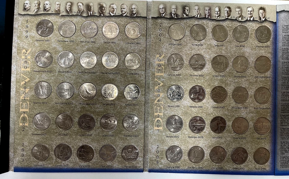 H. E. Harris 1999-2008 P & D 100-Coin 50 State Quarter Complete Set - Album - Image 4 of 4