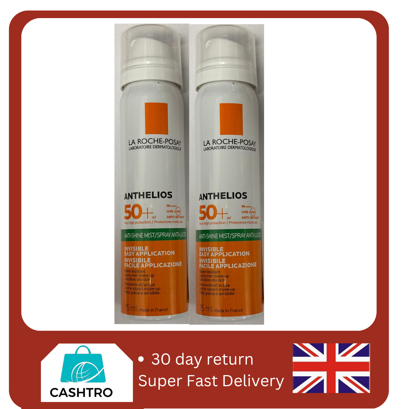 La Roche-Posay Anthelios Anti-Shine Sun Protection Invisible SPF50+ Face Mist 75ml Duo - Image 21