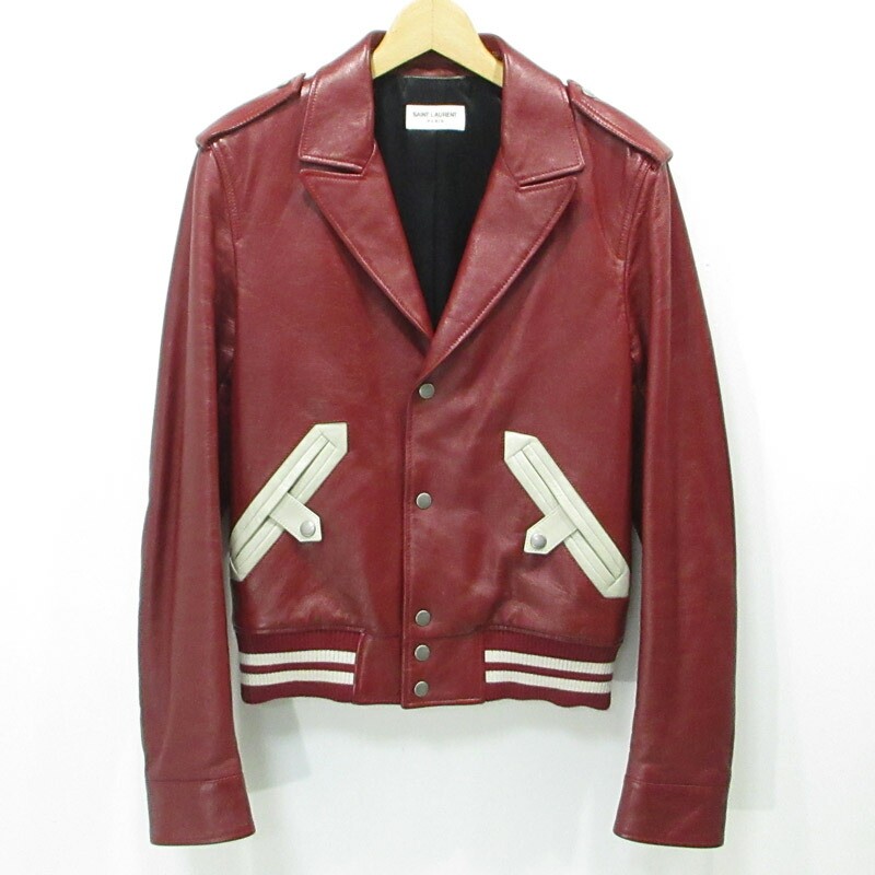 Giacca pelle di pecora Saint Laurent rossa taglia 44 usata