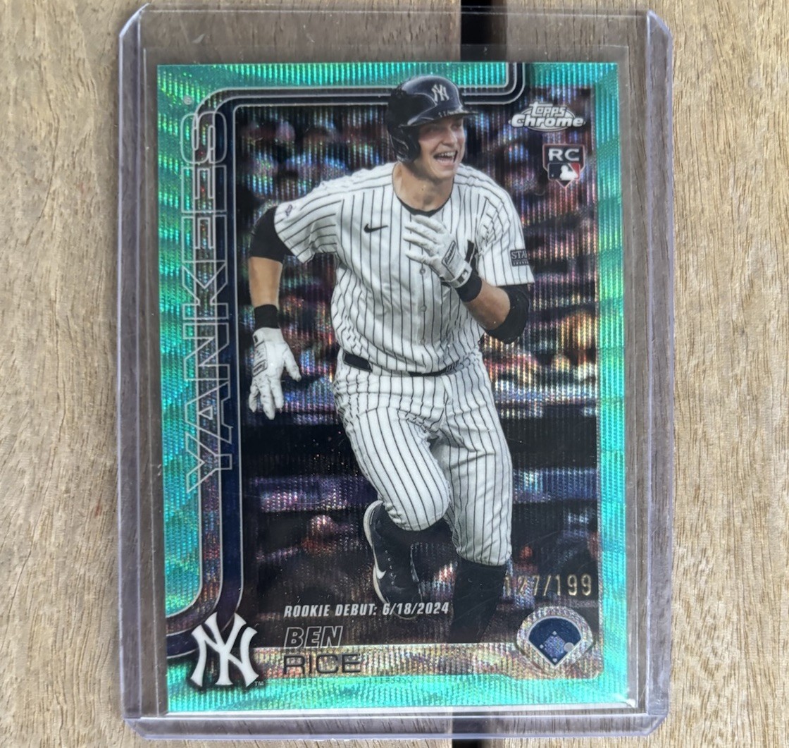 2025 Topps Chrome Update Ben Rice Aqua Wave /199 #USC138 Rookie Debut Refractor
