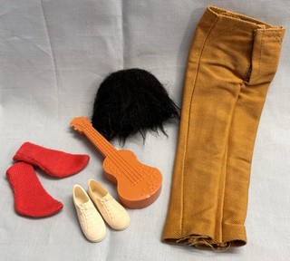 Vintage Barbie KEN A GO GO Fashion #1423 Pants Shoes Socks Guitar Wig