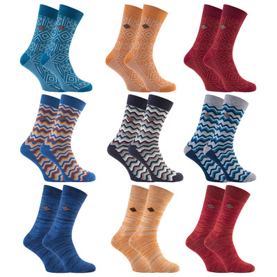 FARAH - 2er-Pack verblasste Hipster-Muster-Freizeitstiefelsocken aus Baumwolle als Geschenk