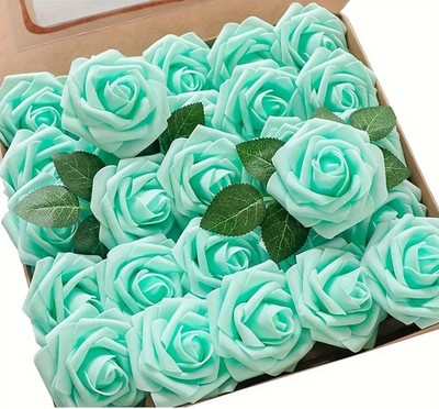 25pcs Artificial Rose Flowers with Stems for DIY Wedding Home Decor