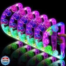 Sumind 4 Pieces Large LED Light up Tambourine 8.6 x 5.3 Inch Hand