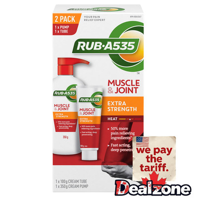 Rub A535 Muscle & Joint Heating Cream, Extra Strength 350g + 100g - Canada