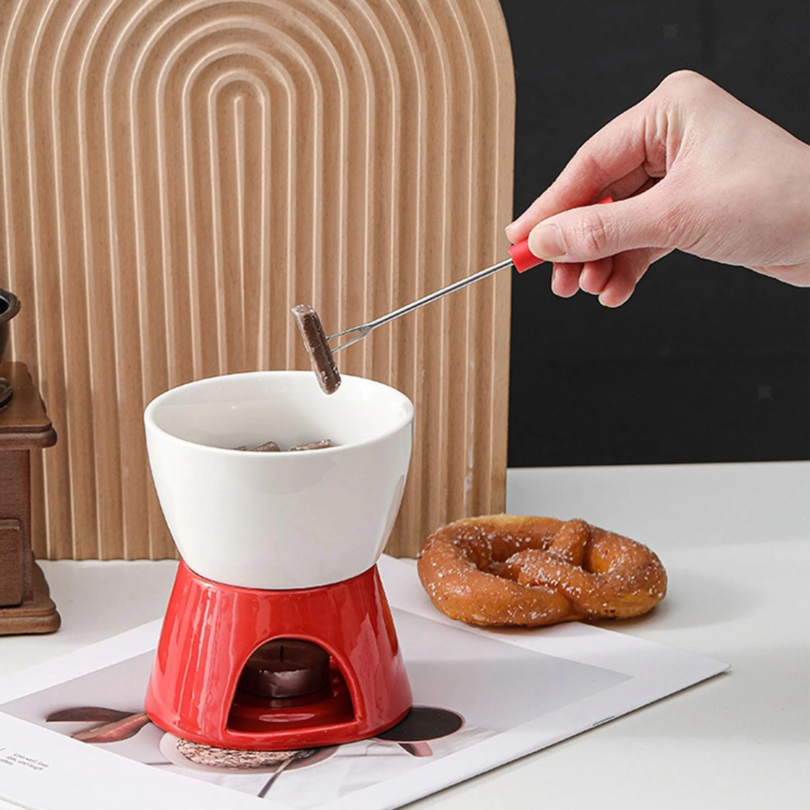 Ceramic Chocolate Fondue Pot Melting Pot Cookware Melting Mug Chocolate Melter
