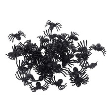 50Pcs Small Black Plastic Fake Spider Toys Funny Joke Prank Props Halloween Deco